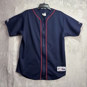 majestic genuine merchandise blue and red stripe zip up jersey Medium